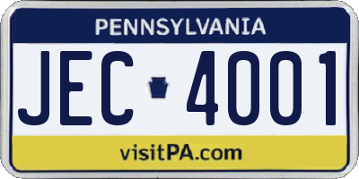 PA license plate JEC4001