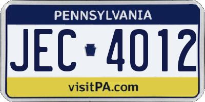 PA license plate JEC4012