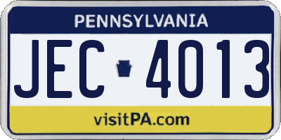 PA license plate JEC4013