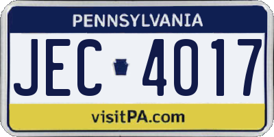 PA license plate JEC4017