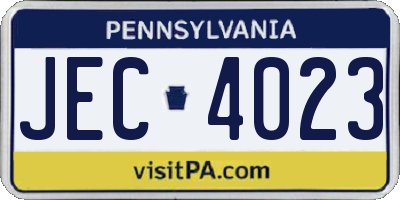PA license plate JEC4023