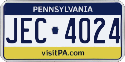 PA license plate JEC4024