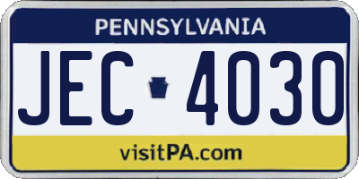 PA license plate JEC4030