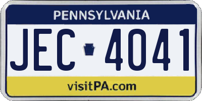PA license plate JEC4041