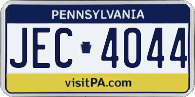 PA license plate JEC4044