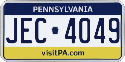 PA license plate JEC4049