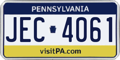 PA license plate JEC4061