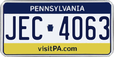 PA license plate JEC4063