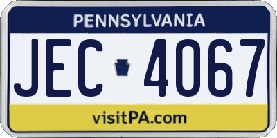 PA license plate JEC4067