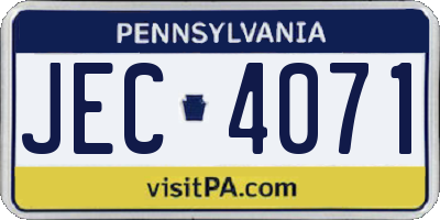PA license plate JEC4071