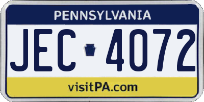 PA license plate JEC4072
