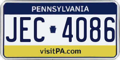 PA license plate JEC4086
