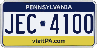 PA license plate JEC4100