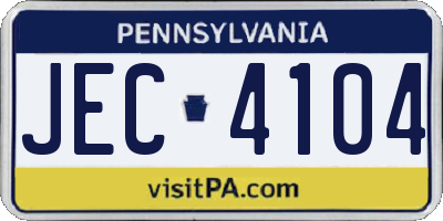 PA license plate JEC4104