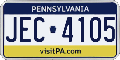 PA license plate JEC4105