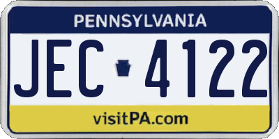PA license plate JEC4122