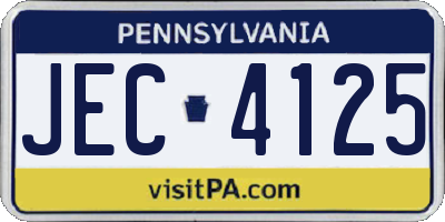 PA license plate JEC4125