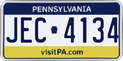 PA license plate JEC4134
