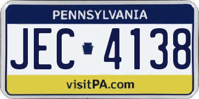 PA license plate JEC4138