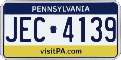 PA license plate JEC4139