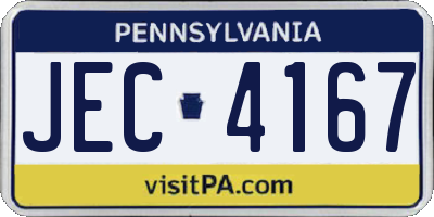 PA license plate JEC4167