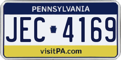 PA license plate JEC4169