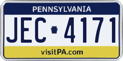 PA license plate JEC4171