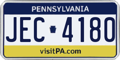 PA license plate JEC4180