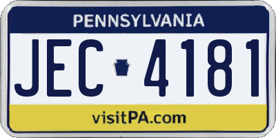 PA license plate JEC4181