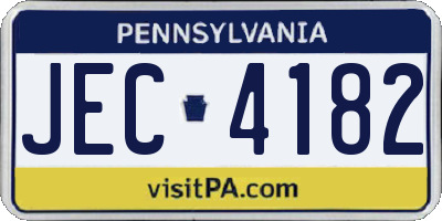 PA license plate JEC4182