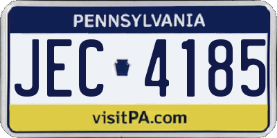 PA license plate JEC4185
