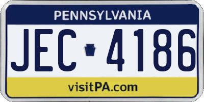 PA license plate JEC4186