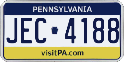 PA license plate JEC4188