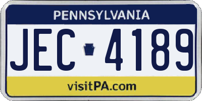 PA license plate JEC4189