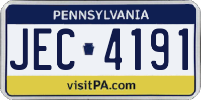 PA license plate JEC4191