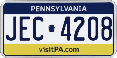 PA license plate JEC4208