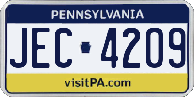 PA license plate JEC4209