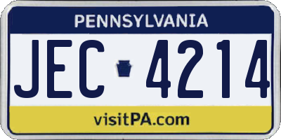 PA license plate JEC4214