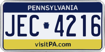 PA license plate JEC4216