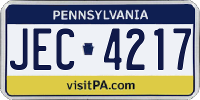 PA license plate JEC4217