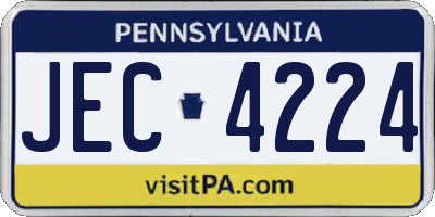 PA license plate JEC4224