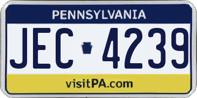 PA license plate JEC4239