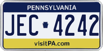 PA license plate JEC4242