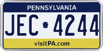 PA license plate JEC4244