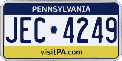 PA license plate JEC4249