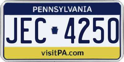 PA license plate JEC4250