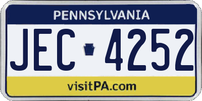 PA license plate JEC4252