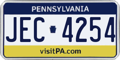 PA license plate JEC4254