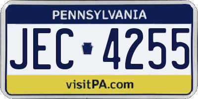 PA license plate JEC4255