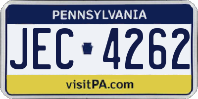 PA license plate JEC4262